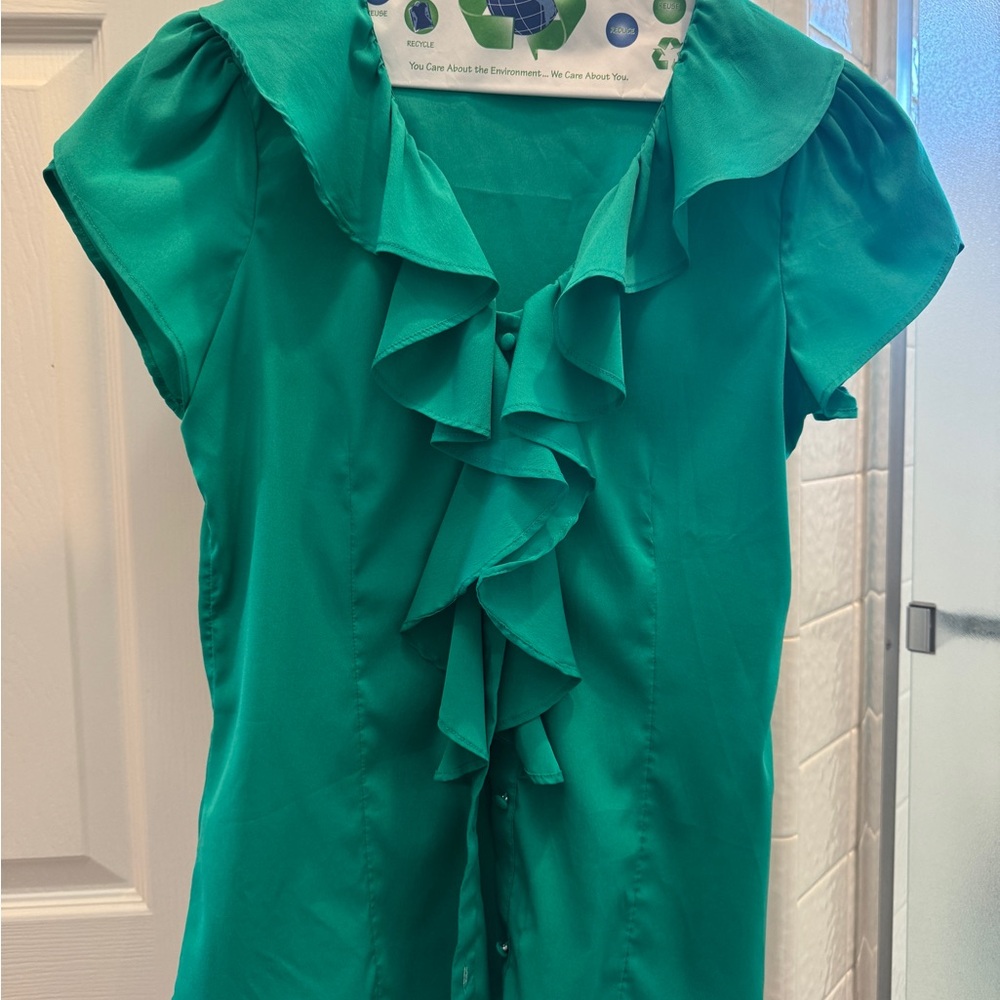 Banana Republic Kelly Green Ruffled Women's Blouse